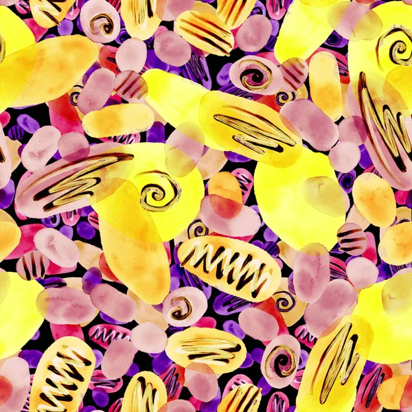 Creatieve Aquarel Naadloos Patroon Met Mooie Heldere Abstracte Elementen Kleurrijke — Stockfoto