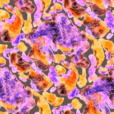 Suluboya, soyut, kusursuz desen. Parlak el yapımı elementlerle yaratıcı doku. Soyut renkli yazdırma.