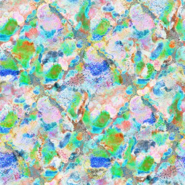 Suluboya, soyut, kusursuz desen. Parlak el yapımı elementlerle yaratıcı doku. Soyut renkli yazdırma.