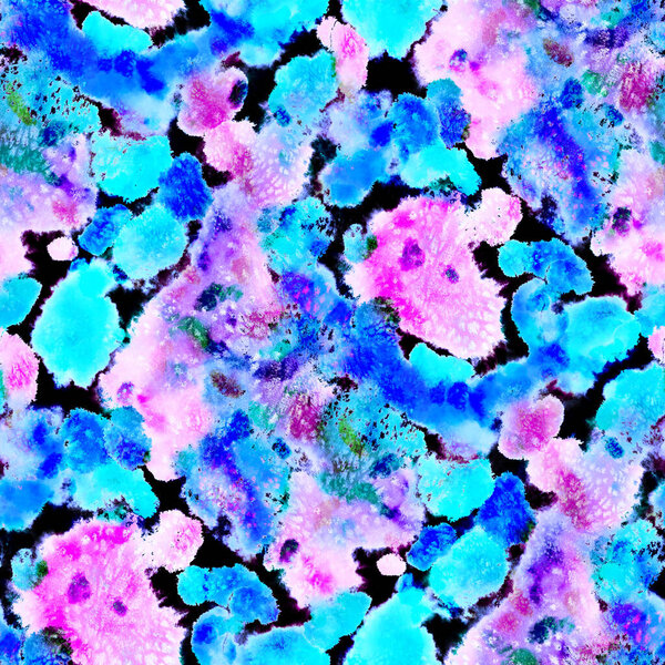 Watercolor abstract seamless pattern. Creative texture with bright abstract hand drawn elements. Abstract colorful print.