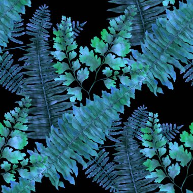 Eğrelti otu yapraklı suluboya desenli. Yaprak süsleme. Klasik botanik egzotik resim duvar kâğıdı.