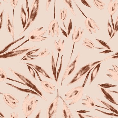 Bahar çiçekleriyle suluboya kusursuz desen. Klasik botanik çizimi. Her türlü tasarım için zarif bir dekorasyon. Renkli ve soyut çiçekli moda baskısı. Suluboya dokusu.