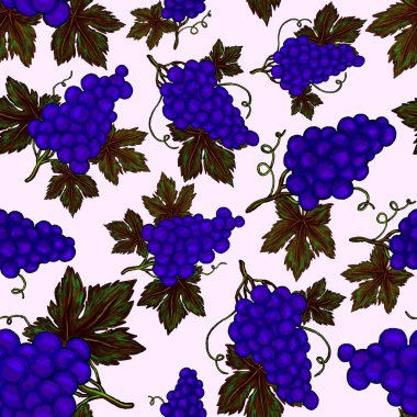 Üzümlü, yaratıcı, kusursuz desen. Yağlı boya etkisi. Parlak yaz baskısı. Her amaç için harika bir tasarım