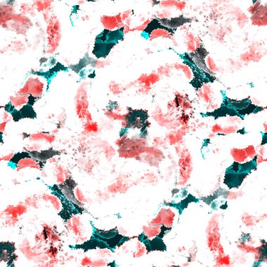  Suluboya, soyut, kusursuz desen. Parlak el yapımı elementlerle yaratıcı doku. Soyut renkli yazdırma.