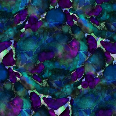  Suluboya, soyut, kusursuz desen. Parlak el yapımı elementlerle yaratıcı doku. Soyut renkli yazdırma.