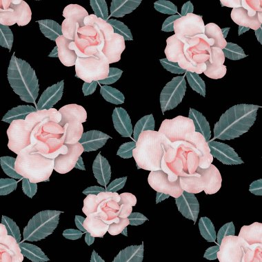 Sulu Boya Dikişsiz desen Güllü