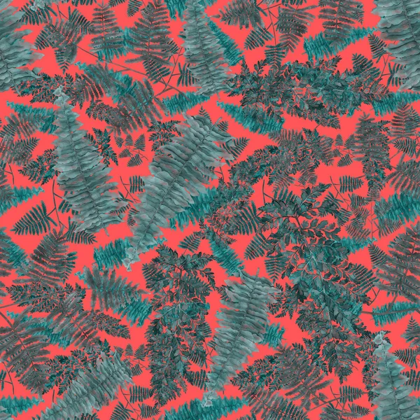 Eğrelti otu yapraklı suluboya desenli. Yaprak süsleme. Klasik botanik egzotik resim duvar kâğıdı.