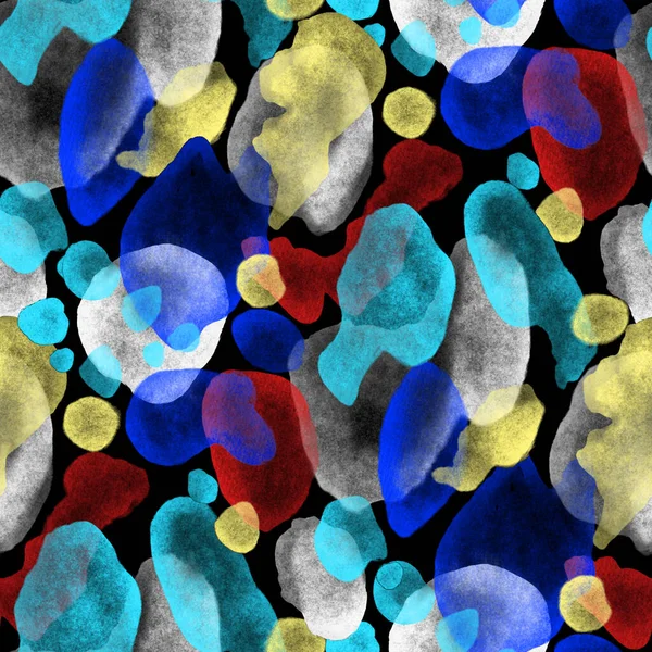 Suluboya, soyut, kusursuz desen. Parlak el yapımı elementlerle yaratıcı doku. Soyut renkli yazdırma.