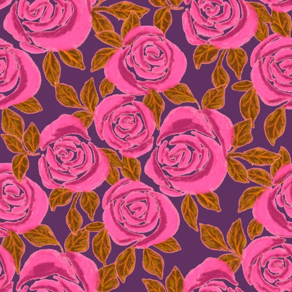 Balmumu pastel boyalarla çizilmiş soyut çiçekleri olan yaratıcı, pürüzsüz desen. Parlak renkli çiçek deseni.