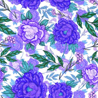 Çiçek buketli suluboya desenli. Klasik botanik çizimi. Her türlü tasarım için zarif bir dekorasyon. Renkli ve soyut çiçekli moda baskısı. Suluboya dokusu.
