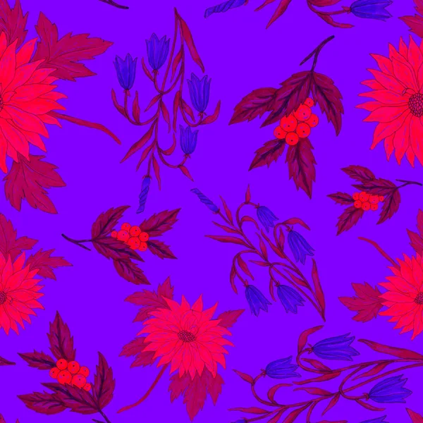 Akvarel Bezešvný Vzor Květinovými Kyticemi Ročník Botanické Ilustrace Elegantní Dekorace — Stock fotografie