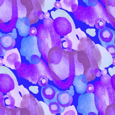 Suluboya, soyut, kusursuz desen. Parlak el yapımı elementlerle yaratıcı doku. Soyut renkli yazdırma.