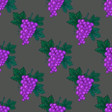 Üzümlü, yaratıcı, kusursuz desen. Yağlı boya etkisi. Parlak yaz baskısı. Her amaç için harika bir tasarım