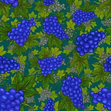 Üzümlü, yaratıcı, kusursuz desen. Yağlı boya etkisi. Parlak yaz baskısı. Her amaç için harika bir tasarım