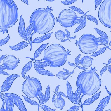 Nar ile yaratıcılığı kusursuz desen. Yağlı boya etkisi. Parlak yaz baskısı. Her amaç için harika bir tasarım