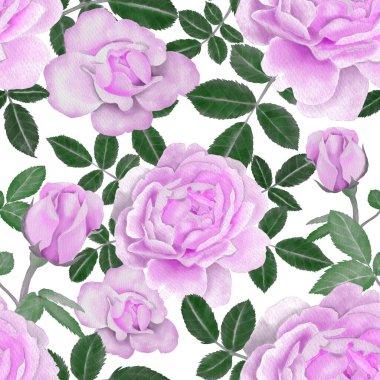 Sulu Boya Dikişsiz desen Güllü