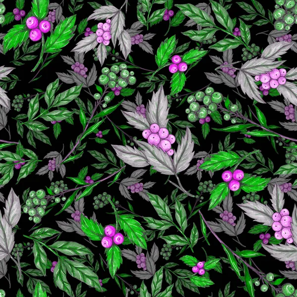 Akvarel Bezešvný Vzor Květinovými Kyticemi Ročník Botanické Ilustrace Elegantní Dekorace Royalty Free Stock Fotografie