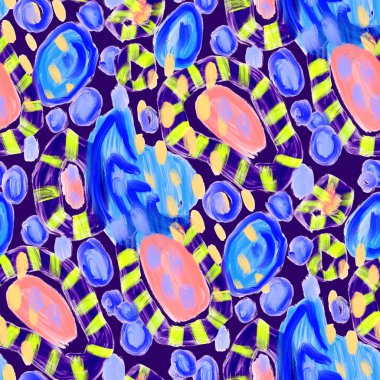 Güzel, parlak soyut elementlerle, yaratıcı, kusursuz bir desen. Her türlü tasarım için renkli bir doku. Grafik olarak soyut bir arkaplan. Çağdaş sanat. Modern tarz modaya uygun. Yağlı boya etkisi.