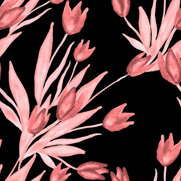 Patrón Sin Costuras Acuarela Con Ramos Florales Primavera Ilustración Botánica —  Fotos de Stock