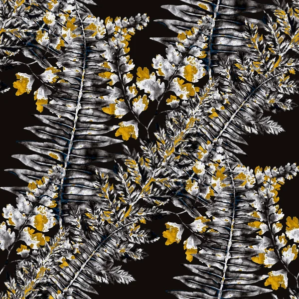 색깔의 솔기없는 무늬와 양치식물의 납골당 고전적 식물학적 로열티 프리 스톡 사진