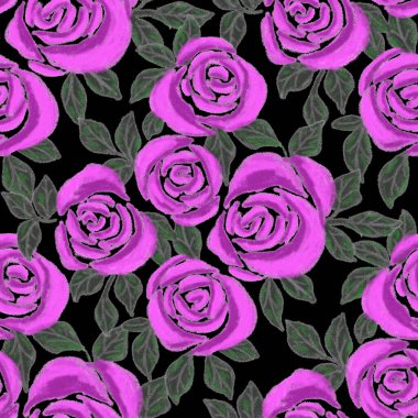 Balmumu pastel boyalarla çizilmiş soyut çiçekleri olan yaratıcı, pürüzsüz desen. Parlak renkli çiçek deseni.