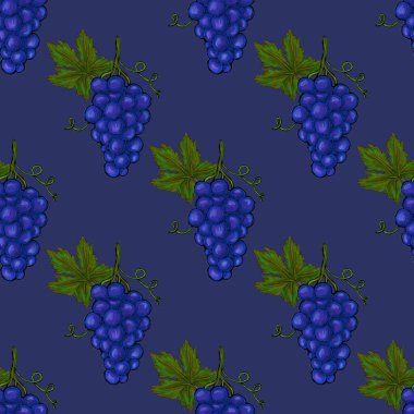 Üzümlü, yaratıcı, kusursuz desen. Yağlı boya etkisi. Parlak yaz baskısı. Her amaç için harika bir tasarım