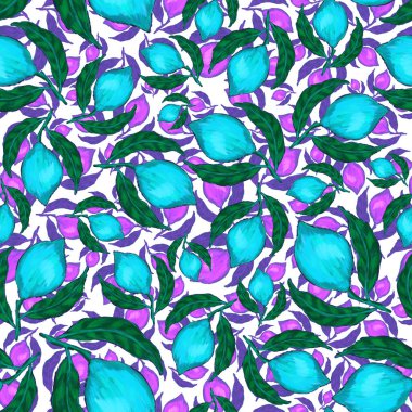 Limonlu, yaratıcı, kusursuz desen. Yağlı boya etkisi. Parlak yaz baskısı. Her amaç için harika bir tasarım