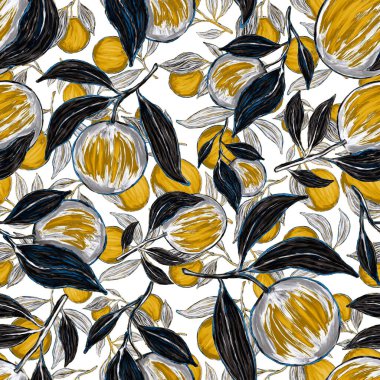 Portakallı, yaratıcı, kusursuz desen. Yağlı boya etkisi. Parlak yaz baskısı. Her amaç için harika bir tasarım