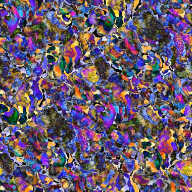 Suluboya, soyut, kusursuz desen. Parlak el yapımı elementlerle yaratıcı doku. Soyut renkli yazdırma.