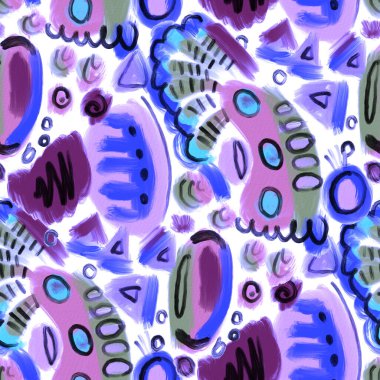 Yaratıcı suluboya kusursuz desenli, parlak soyut elementlerle. Her türlü tasarım için renkli bir doku. Grafik olarak soyut bir arkaplan. Çağdaş sanat. Moda modern tarzı.