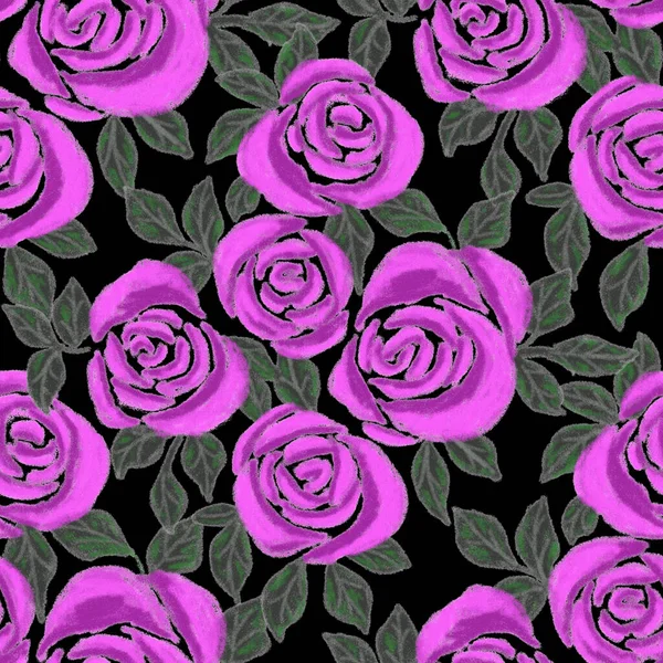 Balmumu pastel boyalarla çizilmiş soyut çiçekleri olan yaratıcı, pürüzsüz desen. Parlak renkli çiçek deseni.