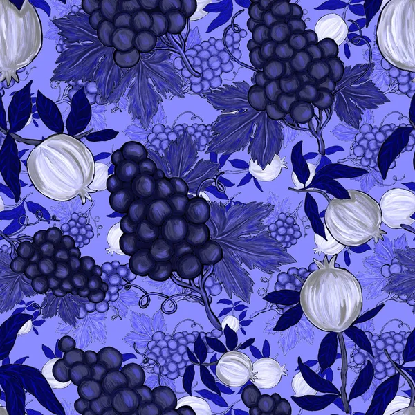 Meyveli, limonlu, portakallı, üzümlü ve narlı yaratıcı kusursuz desen. Yağlı boya etkisi. Parlak yaz baskısı. Her amaç için harika bir tasarım