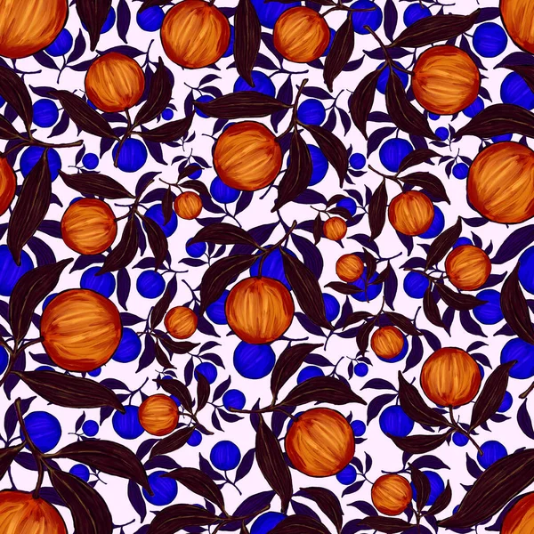 Kreatywny Bezszwowy Wzór Pomarańczami Efekt Farby Olejnej Jasny Letni Druk — Zdjęcie stockowe
