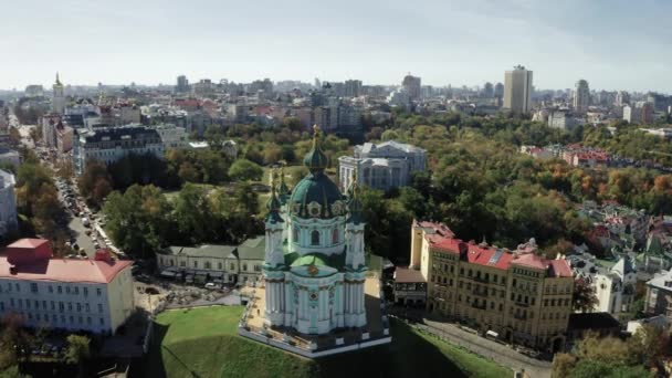 Vue Aérienne Église Andrew Kiev Ukraine Construit Entre 1747 1754 — Video