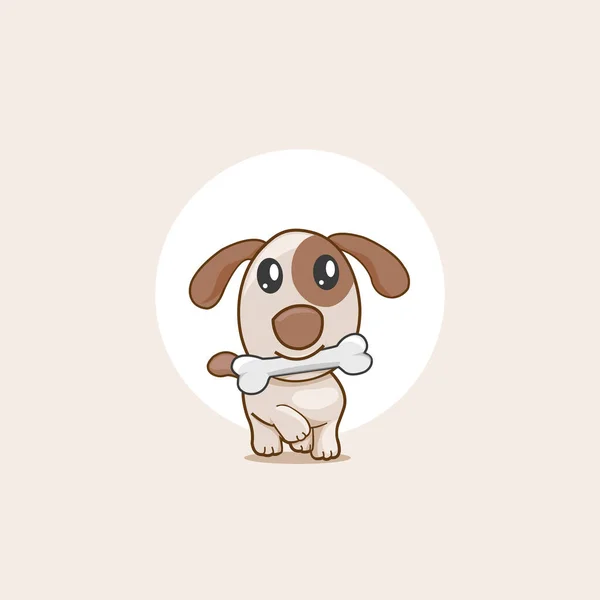 Cute Dog Bites Bones Logo — Stockvektor