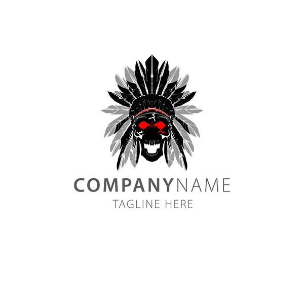 Skull Apache Indian Warrior Logo Vector — стоковый вектор