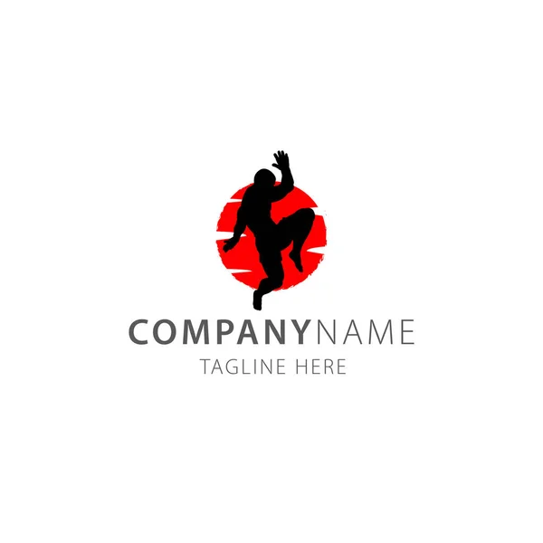 Silhouette Mma Kick Fighter Spirit Logo Vector — стоковый вектор