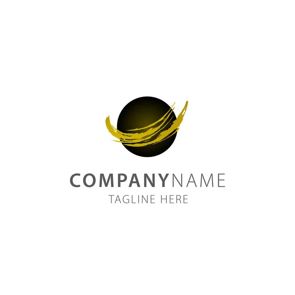 soyut fırça darbesi altın lüks daire siyah logo vektör illüstrasyonu