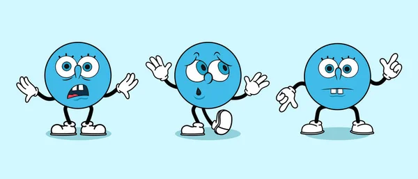 Komik yüz karikatür mavi top başlığını ilginç ifade vektör illüstrasyonuyla ayarla