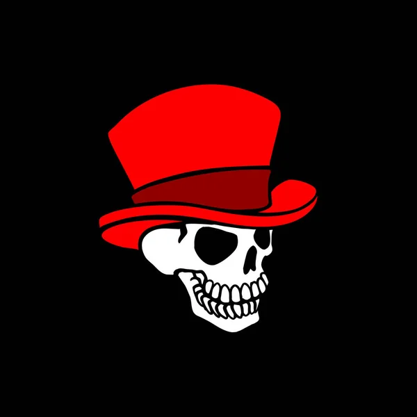 Simple Skull Head Red Hat Illustration Vector — Vector de stock