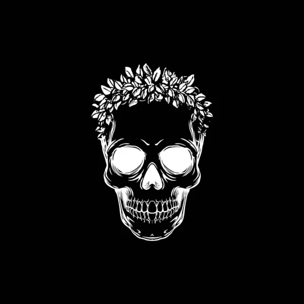 Skull Head Floral Crown Illustration Vector — 스톡 벡터