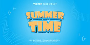 Yaz zamanı plaj çizgi filmi 3d biçim düzenlenebilir metin efekti