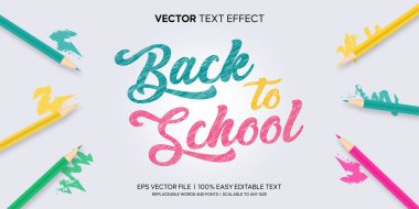 okul düzenlenebilir metin efektine kalem rengi çiziliyor