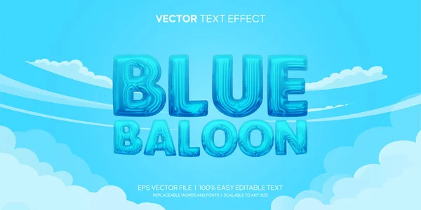 Baloon Liquid Blue Foil Style Editable Text Effect —  Vetores de Stock