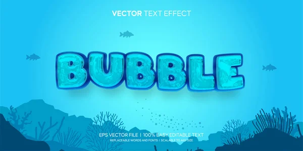 Ocean Bubble Aquatic Water Style Editable Text Effect — Stock Vector