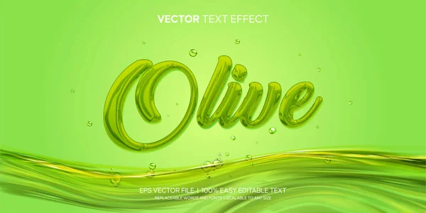 Olive Oil Leaves Liquid Style Editable Text Effect —  Vetores de Stock