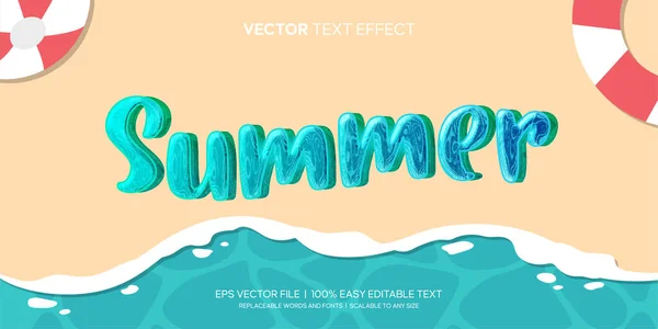 Water Liquid Summer Beach Style Editable Text Effect — Stock Vector