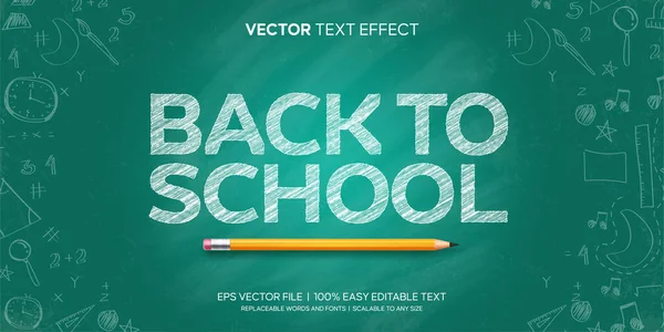 Chalk Board Back School Sketch Editable Text Effect —  Vetores de Stock