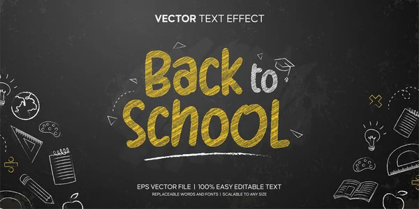 Back School Chalk Blackboard Background Editable Text Effect —  Vetores de Stock