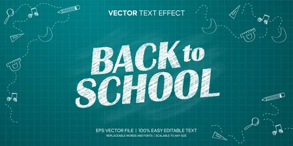 Back School Chalk Sketch Board Editable Text Effect —  Vetores de Stock